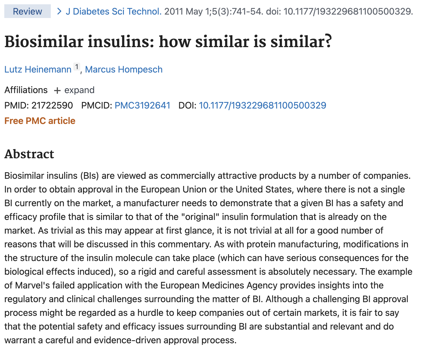 Clinical Research Considerations for Biosimilar Insulins thumbnail