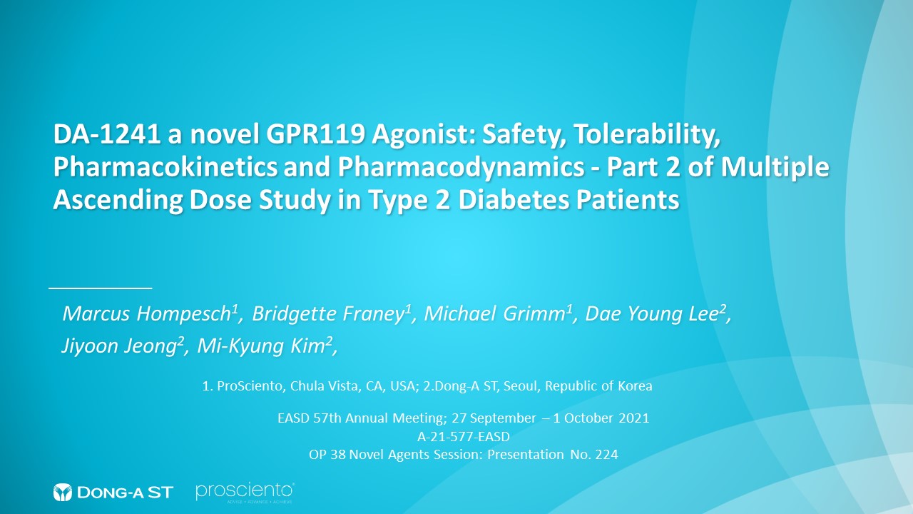 image of DA-1241 a novel GPR119 agonist: Safety, tolerability, pharmacokinetics, and pharmacodynamics: Part 2 of multiple ascending dose study in type 2 diabetes patients