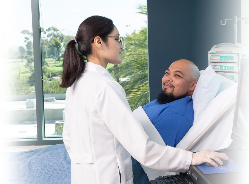 A patient and physician in the ProSciento Clinical Research Unit