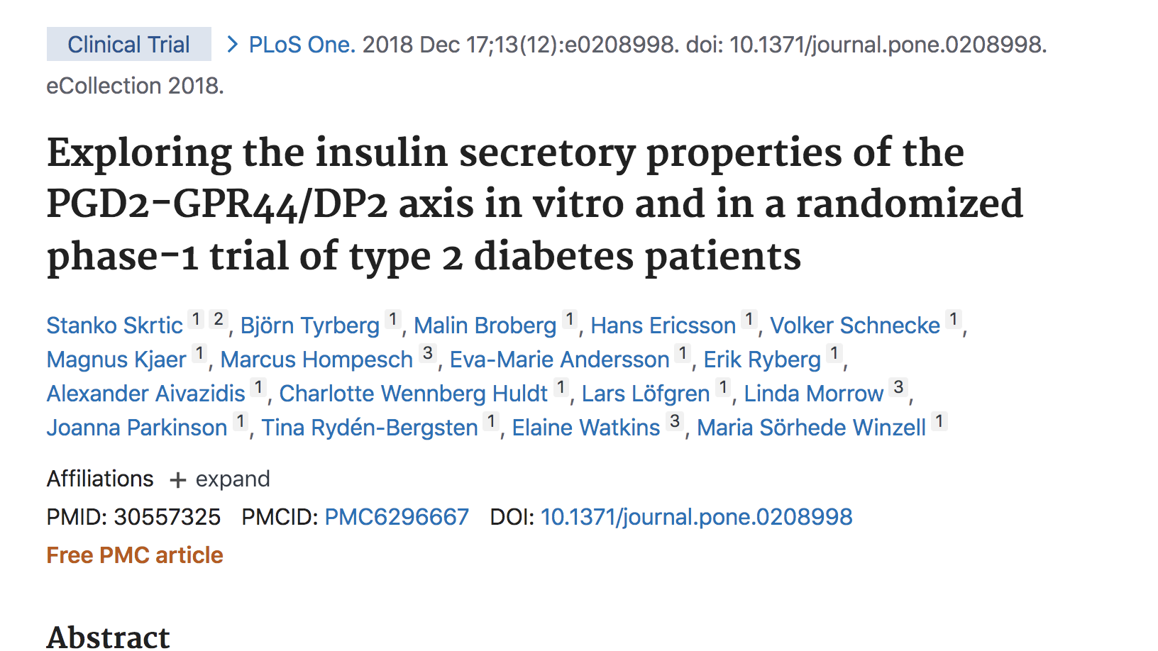 image of Exploring the insulin secretory properties of the PGD2-GPR44/DP2 axis in vitro and in a randomized phase-1 trial of type 2 diabetes patients.