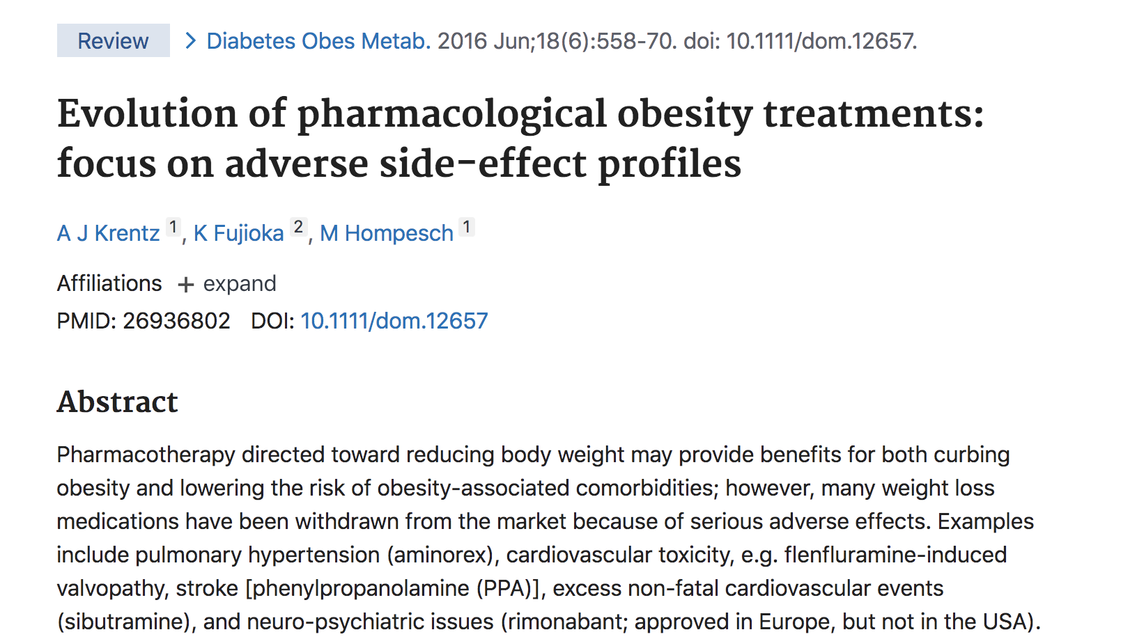 image of Evolution of pharmacological obesity treatments: focus on adverse side-effect profiles.