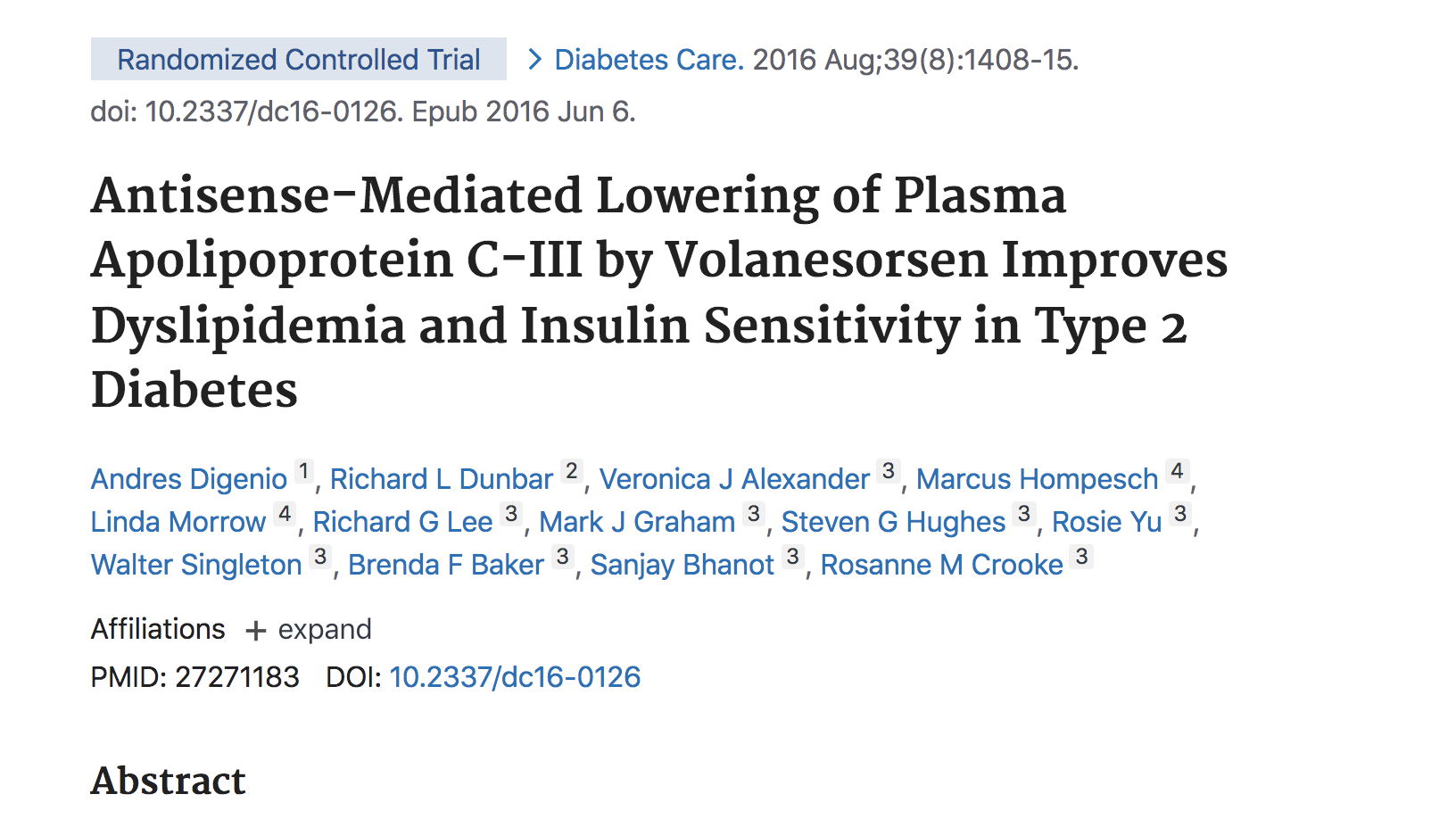image of Antisense-Mediated Lowering of Plasma Apolipoprotein C-III by Volanesorsen Improves Dyslipidemia and Insulin Sensitivity in Type 2 Diabetes.