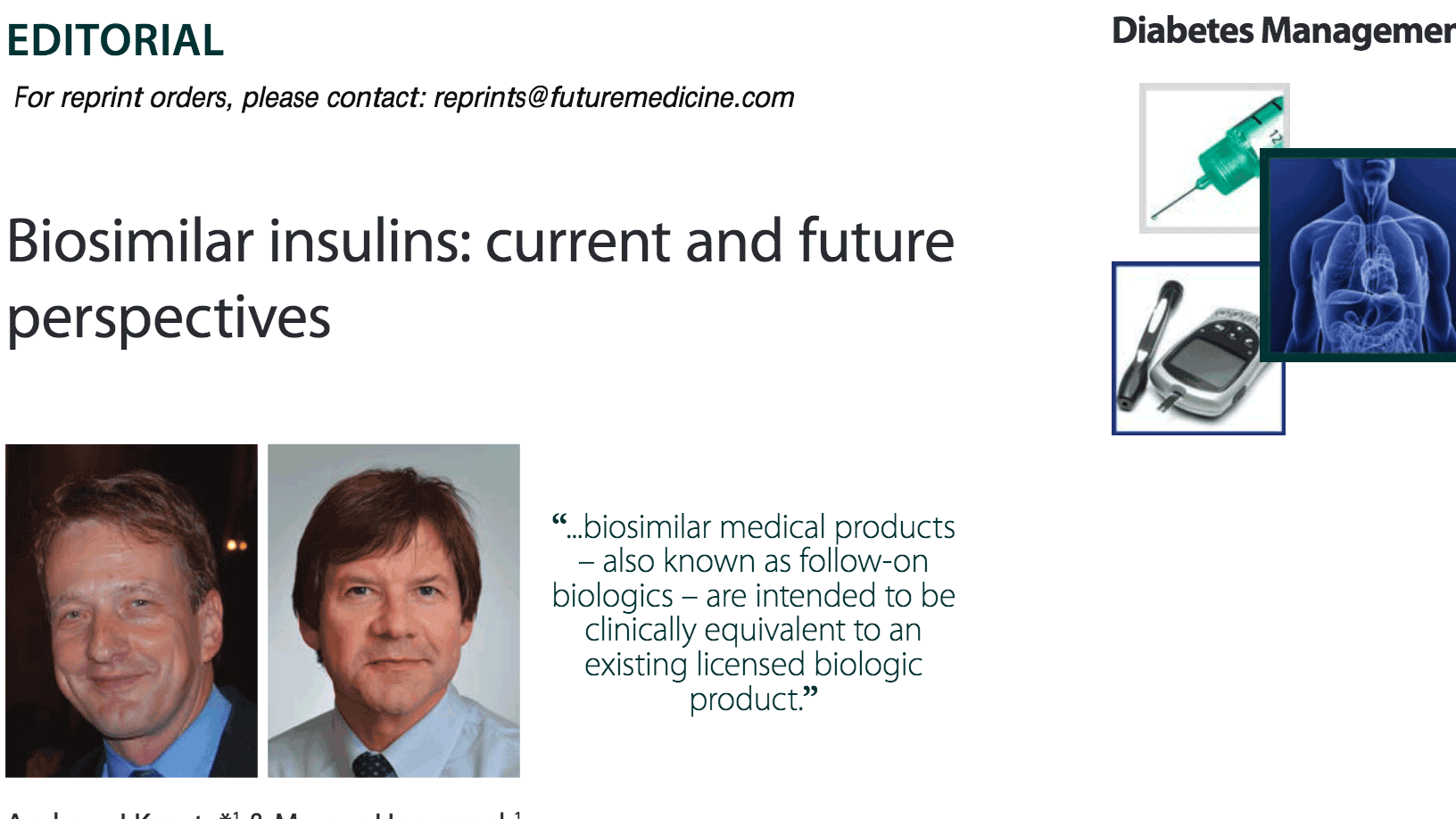 Biosimilar insulins: current and future perspectives thumbnail
