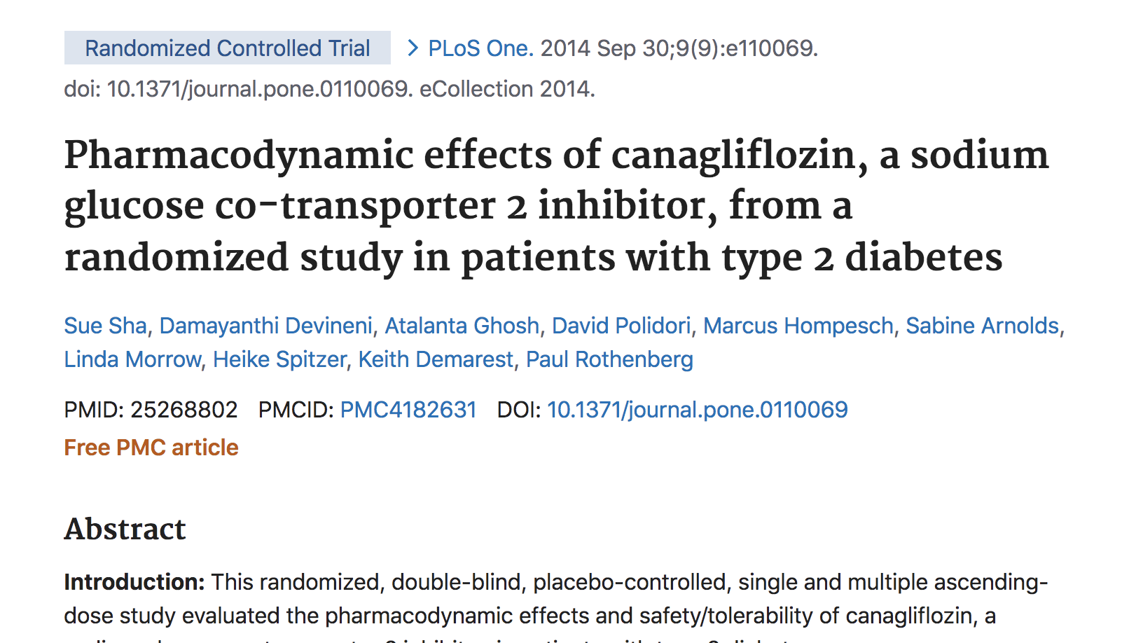 Pharmacodynamic effects of canagliflozin, a sodium glucose co-transporter 2 inhibitor, from a randomized study in patients with type 2 diabetes thumbnail