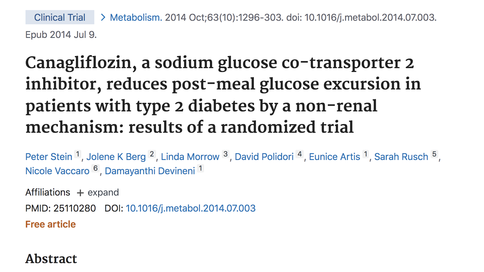 image of Canagliflozin, a sodium glucose co-transporter 2 inhibitor, reduces post-meal glucose excursion in patients with type 2 diabetes by a non-renal mechanism: results of a randomized trial