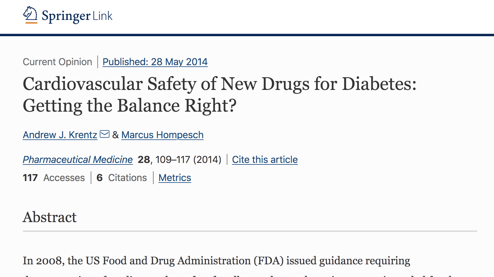 Cardiovascular Safety of New Drugs for Diabetes: Getting the Balance Right? thumbnail