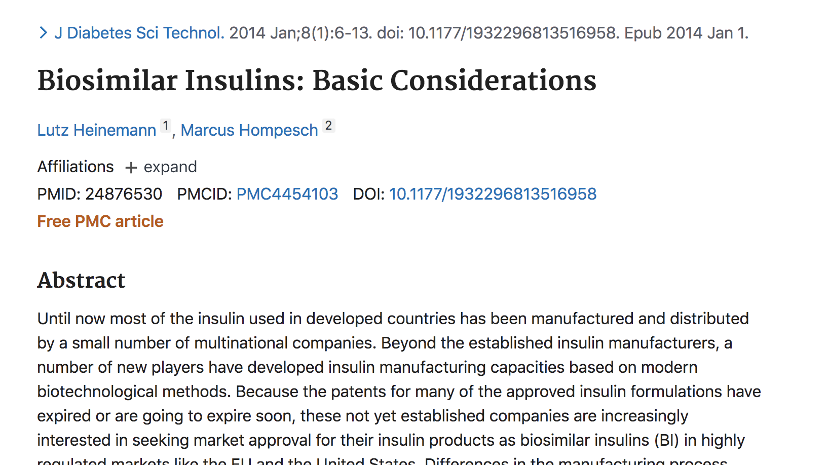 image of Biosimilar Insulins: Basic Considerations