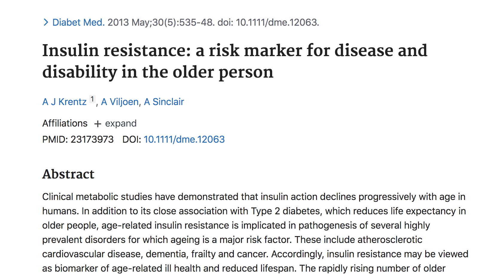 image of Insulin resistance: a risk marker for disease and disability in the older person