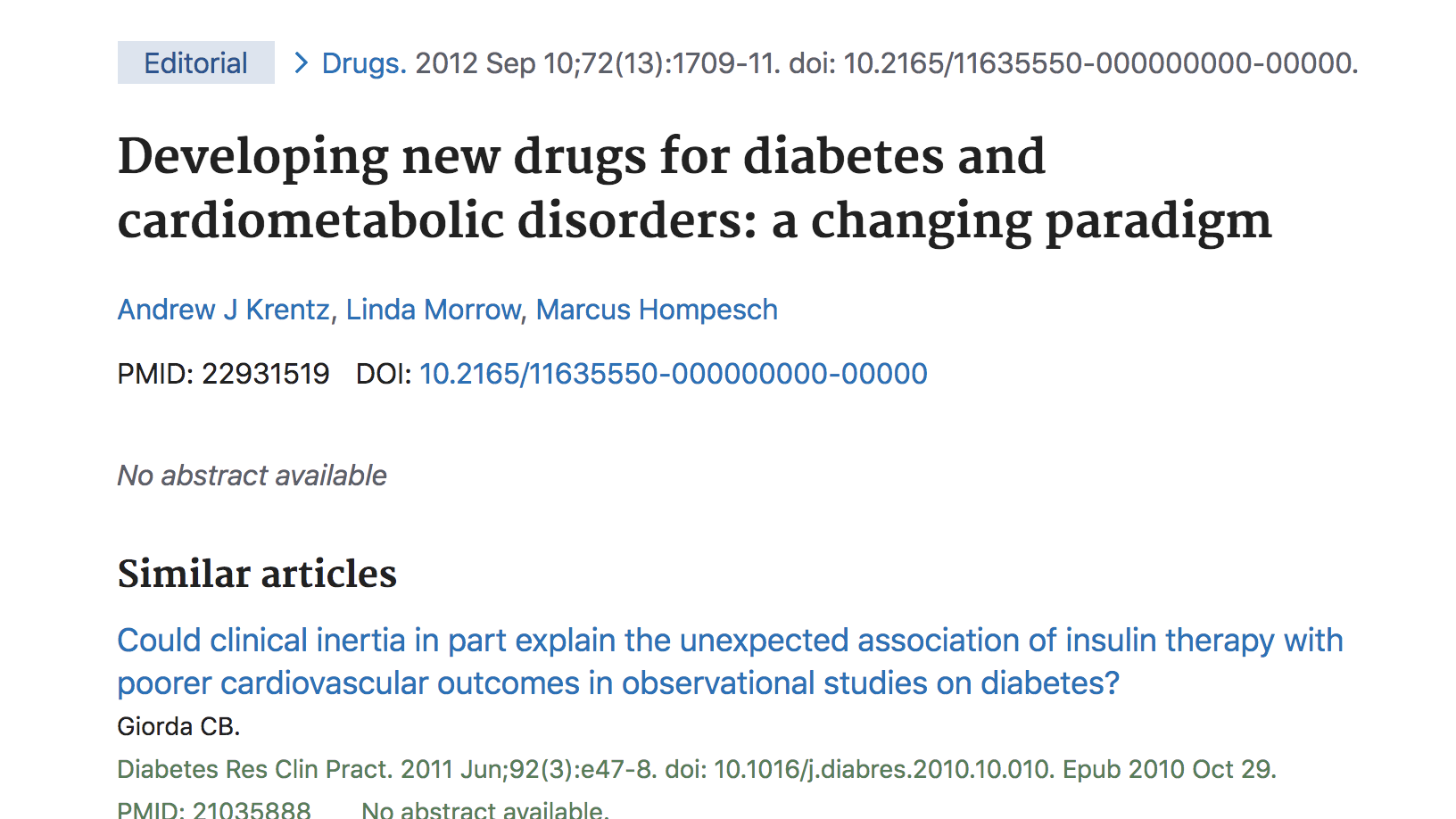 image of Developing new drugs for diabetes and cardiometabolic disorders: a changing paradigm. Drugs.