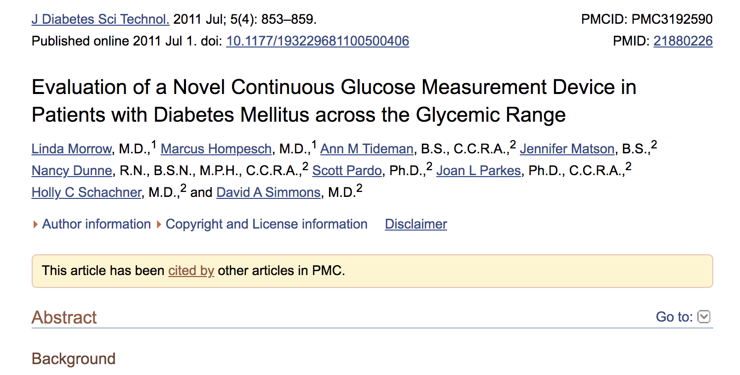 Evaluation of a novel continuous glucose measurement device in patients with diabetes mellitus across the glycemic range thumbnail
