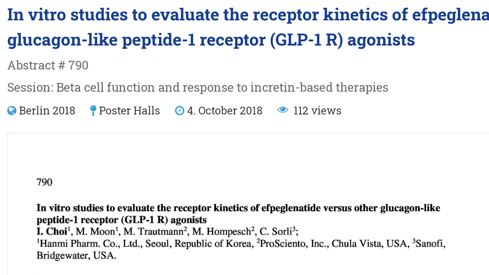 In Vitro Studies to Evaluate the Receptor Kinetics of Efpeglenatide versus other Glucagon-Like Peptide-1 Receptor Agonists thumbnail