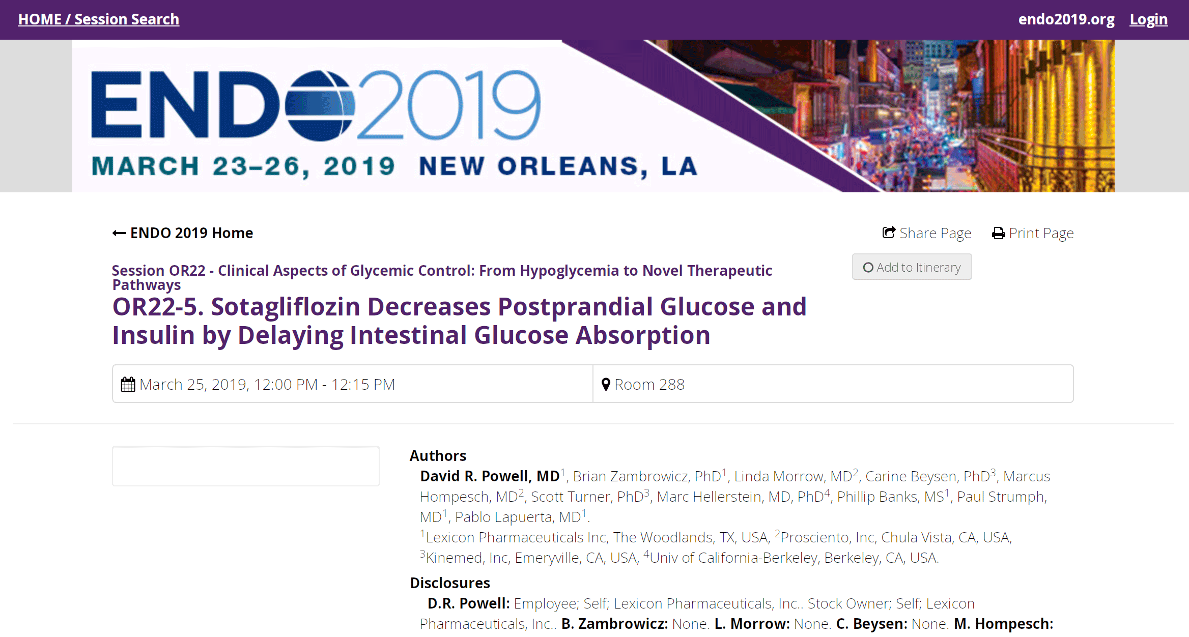 Sotagliflozin Decreases Postprandial Glucose and Insulin by Delaying Intestinal Glucose Absorption thumbnail